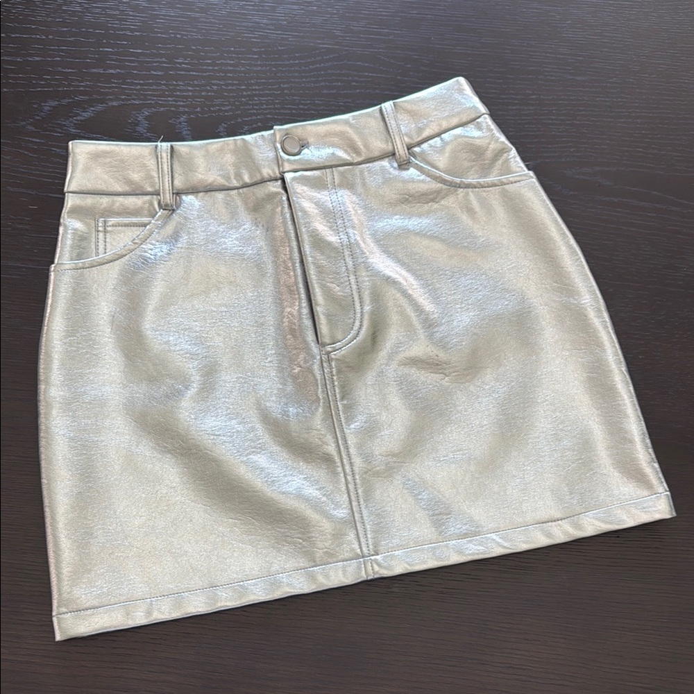 7 For All Mankind Metallic Silver Skirt - perfect for BSB Concert!
